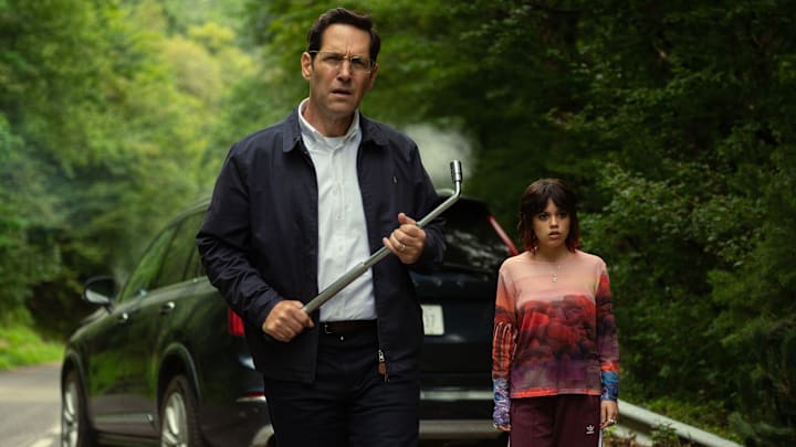Paul Rudd and Jenna Ortega in Death of a Unicorn