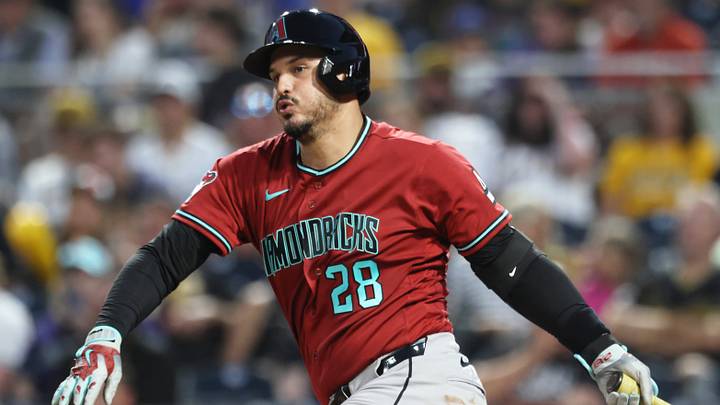 Jul 28, 2026; Pittsburgh, Pennsylvania, USA; Arizona Diamondbacks third baseman Nolan Arenado (28) hits a double against the Pittsburgh Pirates during the seventh inning at PNC Park. Mandatory Credit: Charles LeClaire-Imagn Images Jul 28, 2026; Pittsburgh, Pennsylvania, USA; Arizona Diamondbacks third baseman Nolan Arenado (28) hits a double against the Pittsburgh Pirates during the seventh inning at PNC Park. Mandatory Credit: Charles LeClaire-Imagn Images
