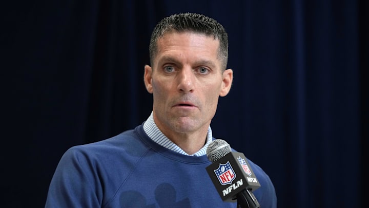 Feb 27, 2025; Indianapolis, IN, USA; Houston Texans general manager Nick Caserio speaks during the 2025 NFL Scouting Combine at the Indiana Convention Center. Mandatory Credit: Kirby Lee-Imagn Images Feb 27, 2025; Indianapolis, IN, USA; Houston Texans general manager Nick Caserio speaks during the 2025 NFL Scouting Combine at the Indiana Convention Center. Mandatory Credit: Kirby Lee-Imagn Images