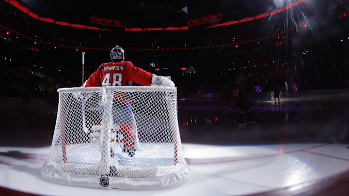 Logan Thompson, Washington Capitals Mandatory Credit: Geoff Burke-Imagn Images