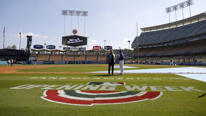 Mar 28, 2024; Los Angeles, California, USA;  Los Angeles Dodgers manager Dave Roberts before the