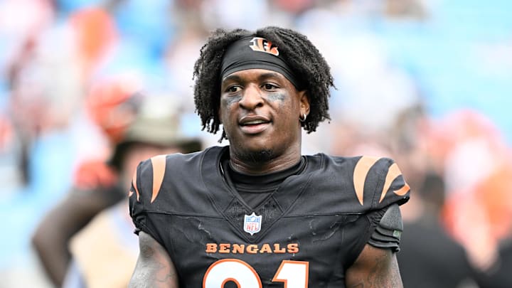 Sep 29, 2024; Charlotte, North Carolina, USA; Cincinnati Bengals cornerback Mike Hilton (21) comes off the field after the game at Bank of America Stadium. Mandatory Credit: Bob Donnan-Imagn Images