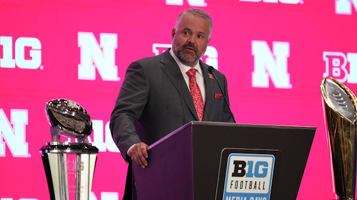Nebraska head coach Matt Rhule speaks to the media during the Big Ten Football Media Days in Las Vegas.