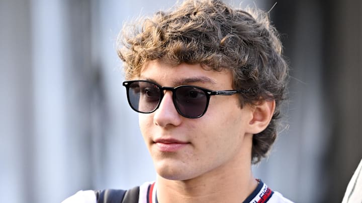 Oct 20, 2024; Austin, Texas, USA; Italian driver Andrea Kimi Antonelli walks through the track entrance before the 2024 Formula One US Grand Prix at Circuit of the Americas. Mandatory Credit: Jerome Miron-Imagn Images