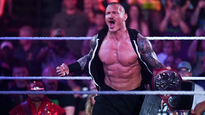WWE wrestler Randy Orton yells out into the a cheering crowd as he makes an appearance for a 20-year celebration as a wrestler during WWE \"Raw\" in Knoxville, Tenn. on Monday, April 25, 2022. Orton got the crowd cheering when he mentions that he was born in Knoxville.

Kns Biancahomecoming 0427