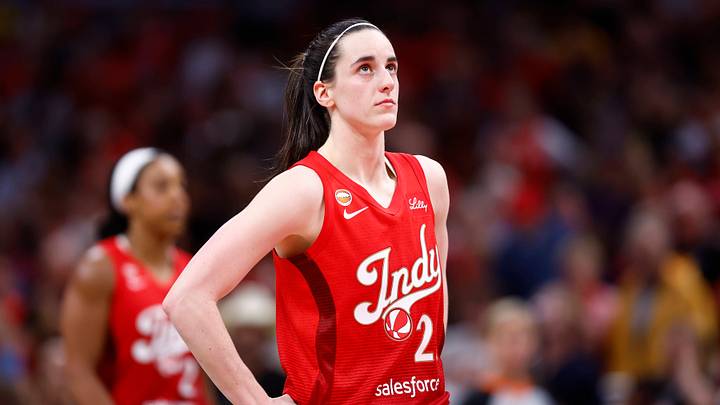Caitlin Clark looks up during an Indiana Fever game. Caitlin Clark looks up during an Indiana Fever game.