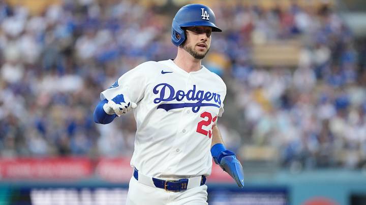 Jun 16, 2026; Los Angeles, California, USA; Los Angeles Dodgers right fielder Kyle Tucker (23) runs to third base after a single by left fielder Ryan Ward (67, not pictured) during the second inning against the Tampa Bay Rays at Dodger Stadium. Mandatory Credit: Kirby Lee-Imagn Images Jun 16, 2026; Los Angeles, California, USA; Los Angeles Dodgers right fielder Kyle Tucker (23) runs to third base after a single by left fielder Ryan Ward (67, not pictured) during the second inning against the Tampa Bay Rays at Dodger Stadium. Mandatory Credit: Kirby Lee-Imagn Images