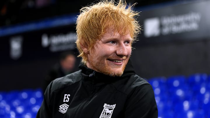 Ed Sheeran crashed Ruben Amorim's interview at Portman Road.