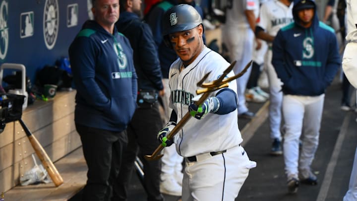 Seattle Mariners designated hitter Jorge Polanco celebrates after hitting a home run against the New York Yankees on May 12 at T-Mobile Park.
