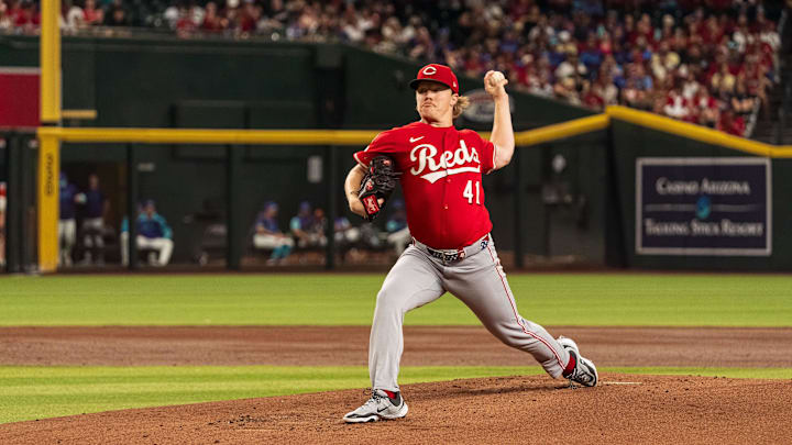 Aug 23, 2025; Phoenix, Arizona, USA; Cincinnati Reds starting pitcher Andrew Abbott (41) on the mound in the first inning against the Arizona Diamondbacks at Chase Field. Mandatory Credit: Allan Henry-Imagn Images Aug 23, 2025; Phoenix, Arizona, USA; Cincinnati Reds starting pitcher Andrew Abbott (41) on the mound in the first inning against the Arizona Diamondbacks at Chase Field. Mandatory Credit: Allan Henry-Imagn Images