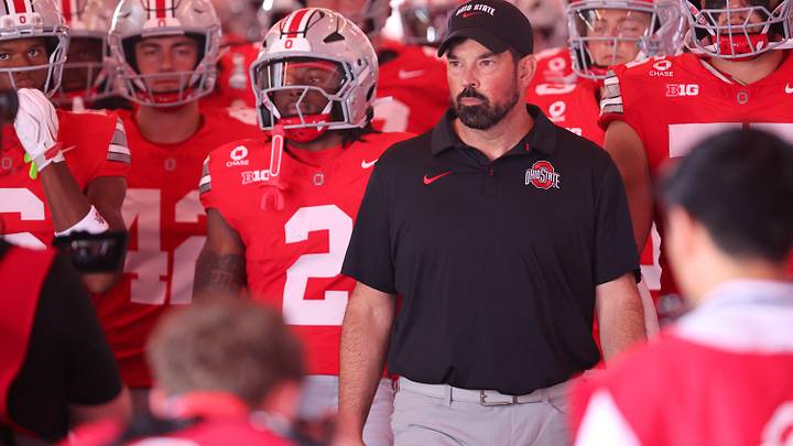 Sep 19, 2026; Columbus, Ohio, USA; Ohio State Buckeyes head coach Ryan Day takes his team to the field before the game against the Kent State Golden Flashes at Ohio Stadium. Mandatory Credit: Joseph Maiorana-Imagn Images Sep 19, 2026; Columbus, Ohio, USA; Ohio State Buckeyes head coach Ryan Day takes his team to the field before the game against the Kent State Golden Flashes at Ohio Stadium. Mandatory Credit: Joseph Maiorana-Imagn Images