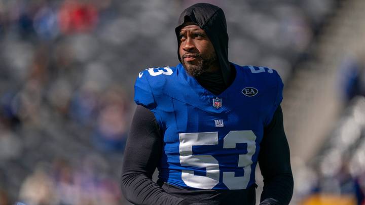 New York Giants linebacker Jihad Ward (53) during warm ups during a week 6 NFL football game between New York Giants and New Orleans Saints on Sunday, Oct. 18, 2026, at MetLife Stadium in East Rutherford, NJ. New York Giants linebacker Jihad Ward (53) during warm ups during a week 6 NFL football game between New York Giants and New Orleans Saints on Sunday, Oct. 18, 2026, at MetLife Stadium in East Rutherford, NJ.