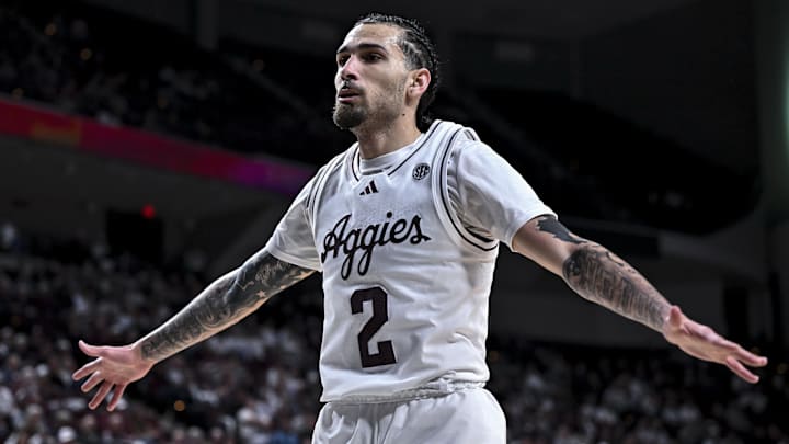 Texas A&M Aggies guard Pop Isaacs (2) defends during the first half against the Mississippi State Bulldogs at Reed Arena.
