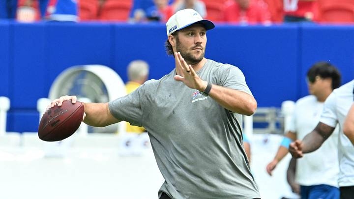 Aug 15, 2026; Orchard Park, New York, USA; Buffalo Bills quarterback Josh Allen (17) warms up before a pre-season game against the Carolina Panthers at the New Highmark Stadium. Aug 15, 2026; Orchard Park, New York, USA; Buffalo Bills quarterback Josh Allen (17) warms up before a pre-season game against the Carolina Panthers at the New Highmark Stadium.