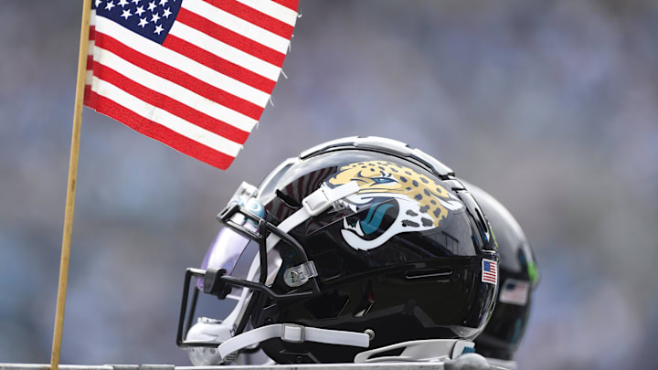 Oct 6, 2019; Charlotte, NC, USA; Jacksonville Jaguars helmet in the third quarter at Bank of America Stadium. Mandatory Credit: Bob Donnan-Imagn Images