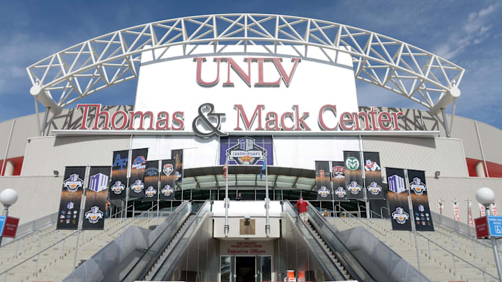 General view of the Thomas & Mack Center on the campus of UNLV during the Mountain West basketball tournament. Mandatory Credit: Kirby Lee-Imagn Images General view of the Thomas & Mack Center on the campus of UNLV during the Mountain West basketball tournament. Mandatory Credit: Kirby Lee-Imagn Images