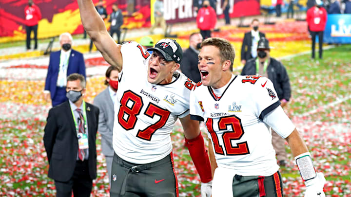 Rob Gronkowski reacted to hearing Tom Brady say he’s not rooting for the Patriots in Super Bowl LX against the Seahawks.