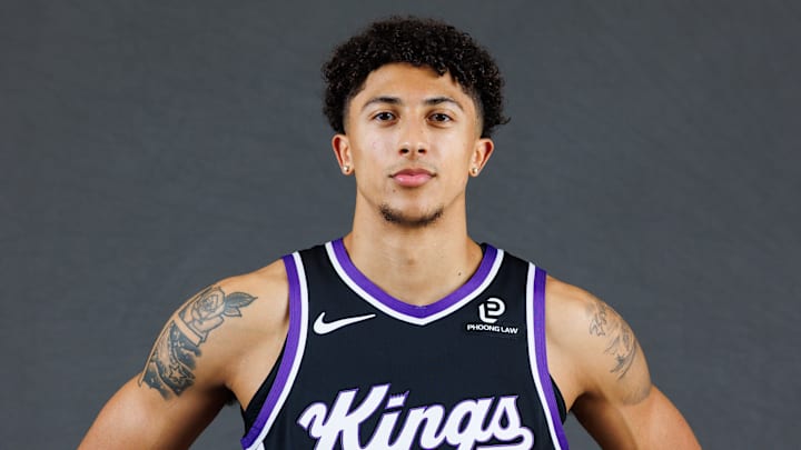 Sep 29, 2025; Sacramento, CA, USA; Sacramento Kings guard Nique Clifford (5) during media day at Golden 1 Center. Mandatory Credit: Sergio Estrada-Imagn Images