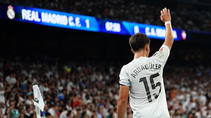 Arda Güler of Real Madrid CF is seen in action during the... Arda Güler of Real Madrid CF is seen in action during the...