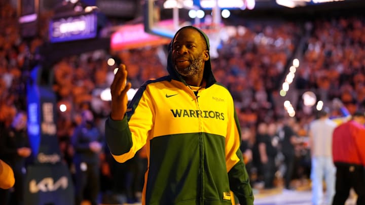 Golden State Warriors forward Draymond Green (23) blows a kiss towards the crowd before the start of the game against the Minnesota Timberwolves during game four of the second round for the 2025 NBA Playoffs at Chase Center. Mandatory Credit: Cary Edmondson-Imagn Images Golden State Warriors forward Draymond Green (23) blows a kiss towards the crowd before the start of the game against the Minnesota Timberwolves during game four of the second round for the 2025 NBA Playoffs at Chase Center. Mandatory Credit: Cary Edmondson-Imagn Images