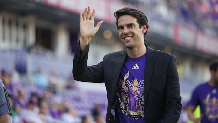 Jul 6, 2024; Orlando, Florida, USA; Orlando City legend Kaka before the game against D.C. United at Inter&Co Stadium. Mandatory Credit: Morgan Tencza-Imagn Images