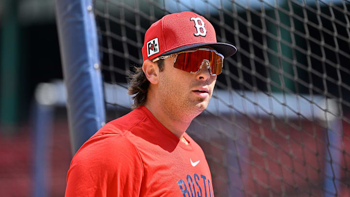 Apr 10, 2025; Boston, Massachusetts, USA; Boston Red Sox first baseman Triston Casas (36) steps out of the batting cage during practice before a game against the Toronto Blue Jays at Fenway Park. Mandatory Credit: Eric Canha-Imagn Images Apr 10, 2025; Boston, Massachusetts, USA; Boston Red Sox first baseman Triston Casas (36) steps out of the batting cage during practice before a game against the Toronto Blue Jays at Fenway Park. Mandatory Credit: Eric Canha-Imagn Images