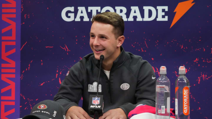 Feb 5, 2024; Las Vegas, NV, USA; San Francisco 49ers quarterback Brock Purdy (13) during Super Bowl