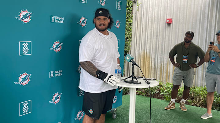 Miami Dolphins rookie Jonah Savaiinaea