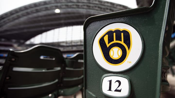 Jun 15, 2025; Milwaukee, Wisconsin, USA;  General view of the Milwaukee Brewers logo on seating within American Family Field prior to the game against the St. Louis Cardinals. Mandatory Credit: Jeff Hanisch-Imagn Images