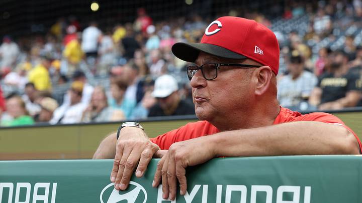 Jun 26, 2026; Pittsburgh, Pennsylvania, USA; Cincinnati Reds manager Terry Francona (77) looks out over the dugout rail against the Pittsburgh Pirates at PNC Park. Mandatory Credit: Charles LeClaire-Imagn Images Jun 26, 2026; Pittsburgh, Pennsylvania, USA; Cincinnati Reds manager Terry Francona (77) looks out over the dugout rail against the Pittsburgh Pirates at PNC Park. Mandatory Credit: Charles LeClaire-Imagn Images