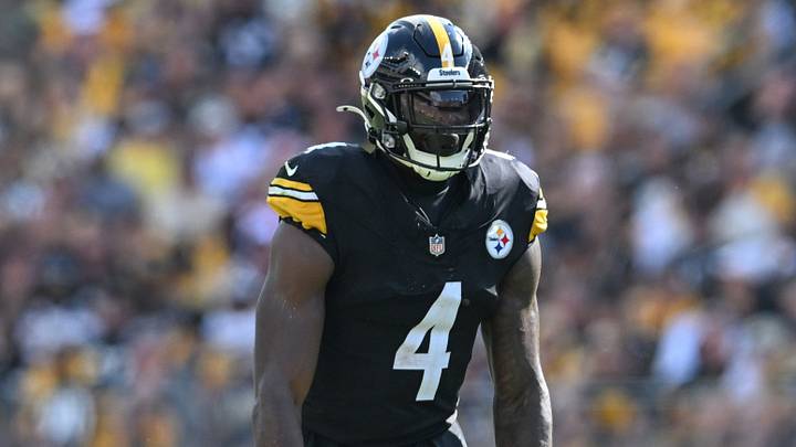 Sep 13, 2026; Pittsburgh, Pennsylvania, USA; Pittsburgh Steelers wide receiver Dk Metcalf (4) lines up against the Atlanta Falcons during the second half at Acrisure Stadium. Mandatory Credit: Barry Reeger-Imagn Images Sep 13, 2026; Pittsburgh, Pennsylvania, USA; Pittsburgh Steelers wide receiver Dk Metcalf (4) lines up against the Atlanta Falcons during the second half at Acrisure Stadium. Mandatory Credit: Barry Reeger-Imagn Images