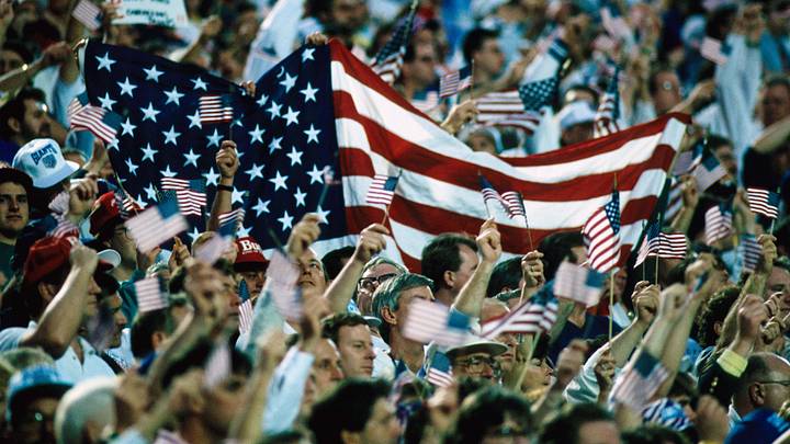 Jan 27, 1991; Tampa, FL, USA; FILE PHOTO; Super Bowl Fans display an American Flag prior to the start of Super Bowl XXV at Tampa Stadium between the Buffalo Bills and New York Giants. Jan 27, 1991; Tampa, FL, USA; FILE PHOTO; Super Bowl Fans display an American Flag prior to the start of Super Bowl XXV at Tampa Stadium between the Buffalo Bills and New York Giants.
