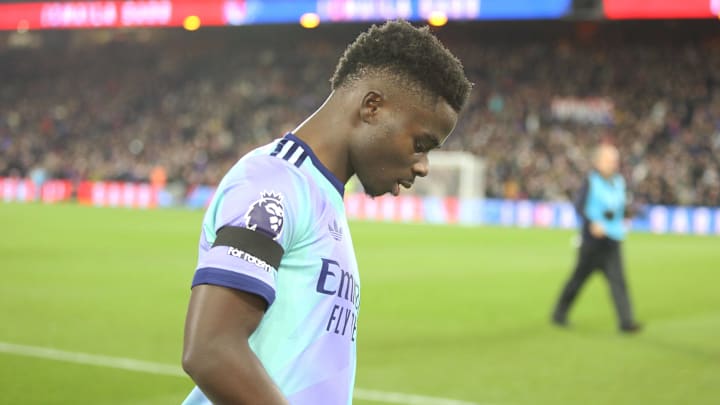 Saka suffered a hamstring injury against Crystal Palace.