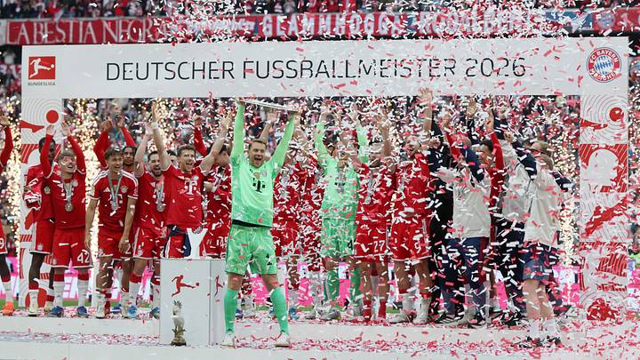 Bayern Munich players celebrating Bundesliga title.