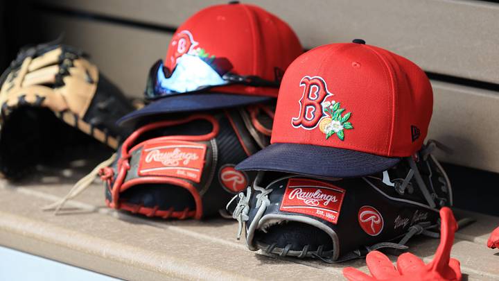 Mar 2, 2026; Dunedin, Florida, USA; A detail view of Boston Red Sox hats and gloves during the first inning against the Boston Red Sox at TD Ballpark. Mandatory Credit: Kim Klement Neitzel-Imagn Images
Mar 2, 2026; Dunedin, Florida, USA; A detail view of Boston Red Sox hats and gloves during the first inning against the Boston Red Sox at TD Ballpark. Mandatory Credit: Kim Klement Neitzel-Imagn Images