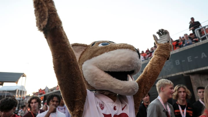 Butch T. Cougar waves to Beavers fans before the game against Washington State at Reser Stadium at Oregon State University in Corvallis, Ore. on Saturday, Oct. 15, 2022.

Ncaa Football Washington State At Oregon State 545