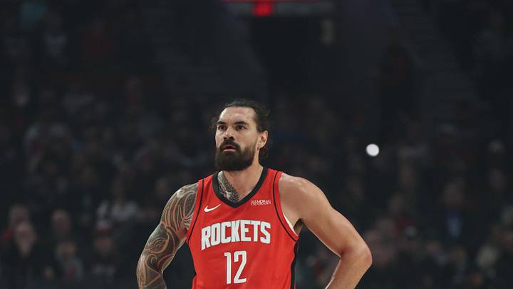 Jan 7, 2026; Portland, Oregon, USA;  Houston Rockets center Steven Adams (12) stands during a break in the action against the Portland Trail Blazers during the first half at Moda Center. Mandatory Credit: Jaime Valdez-Imagn Images