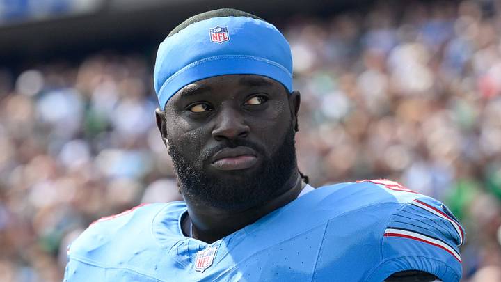 Sep 20, 2026; Nashville, Tennessee, USA; Tennessee Titans defensive tackle Nazir Stackhouse (93) stands during the National Anthem against the Philadelphia Eagles during the first half at Nissan Stadium. Mandatory Credit: Steve Roberts-Imagn Images