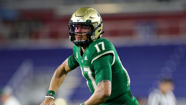 Cover imageThe EA Sports College Football 26 video game gave good marks to USF quarterbacl Buri, Brpwm amd the Bulls as a whole. | Nathan Ray Seebeck-Imagn Images