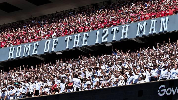 A view of the Home of the 12th Man sign during the game between the Texas A&M Aggies and the Arizona State Sun Devils at Kyle Field. A view of the Home of the 12th Man sign during the game between the Texas A&M Aggies and the Arizona State Sun Devils at Kyle Field.