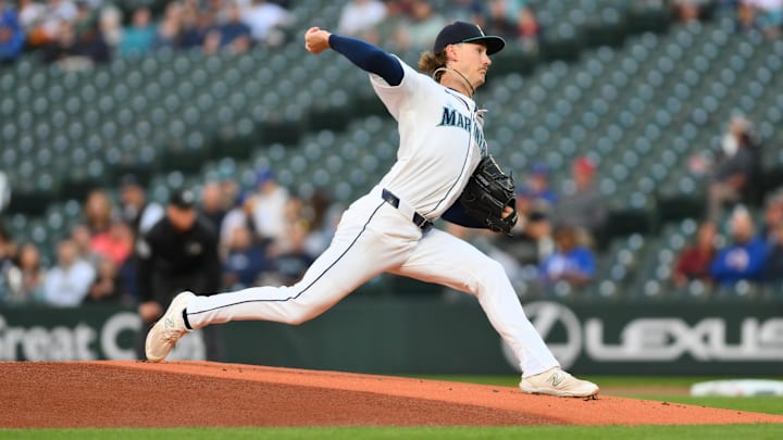 Seattle Mariners starting pitcher Bryce Miller throws during a game against the Texas Rangers on Sept. 12 at T-Mobile Park.