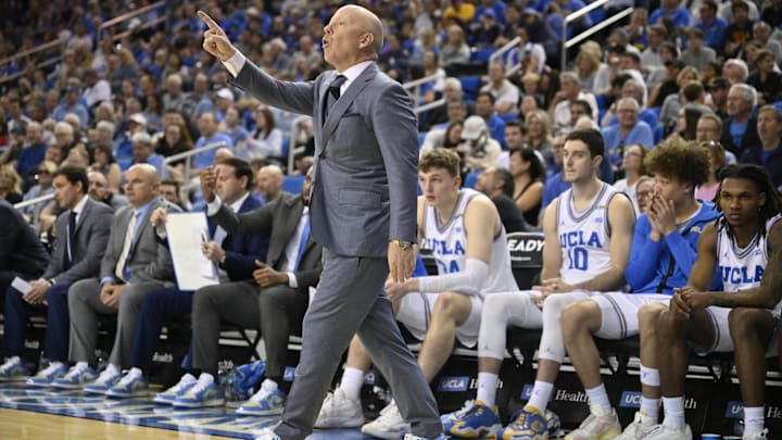 Feb 23, 2025; Los Angeles, California, USA; UCLA Bruins head coach Mick Cronin talks to a referee during the second half against the Ohio State Buckeyes at Pauley Pavilion presented by Wescom. Mandatory Credit: Robert Hanashiro-Imagn Images Feb 23, 2025; Los Angeles, California, USA; UCLA Bruins head coach Mick Cronin talks to a referee during the second half against the Ohio State Buckeyes at Pauley Pavilion presented by Wescom. Mandatory Credit: Robert Hanashiro-Imagn Images