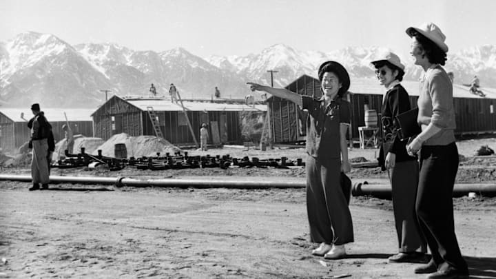 Detainees at California's Manzanar War Relocation Center.