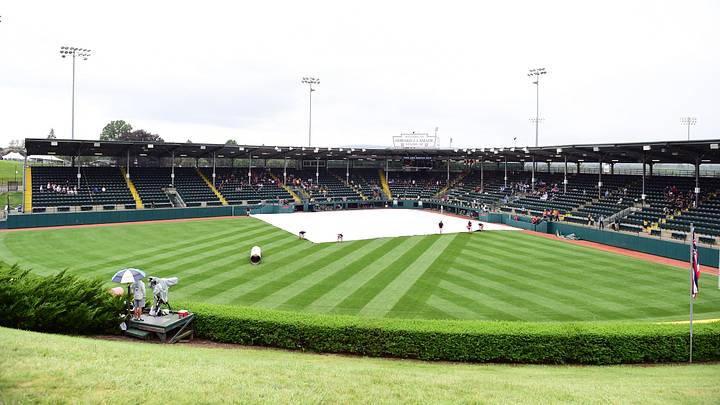 A general view of the field during a rain delay at Howard J. Lamade Stadium in Williamsport, Pa. Mandatory Credit: Evan Habeeb-USA TODAY Sports A general view of the field during a rain delay at Howard J. Lamade Stadium in Williamsport, Pa. Mandatory Credit: Evan Habeeb-USA TODAY Sports