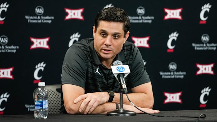 UC Basketball Coach Wes Miller speaks at a press conference on Wednesday December 3, 2025, a few days before the Crosstown Shootout against Xavier. UC Basketball Coach Wes Miller speaks at a press conference on Wednesday December 3, 2025, a few days before the Crosstown Shootout against Xavier.