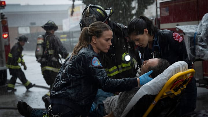 CHICAGO FIRE -- "Birds of Prey" Episode 1306 -- Pictured: (l-r) Jocelyn Hudon as Lyla Novak, Hanako Greensmith as Violet Mikami 