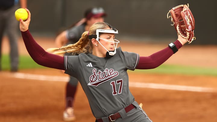 Mississippi State pitcher Leila Ammon winds up for a pitching during game one of Tuesday's double-header against Southeast Missouri.