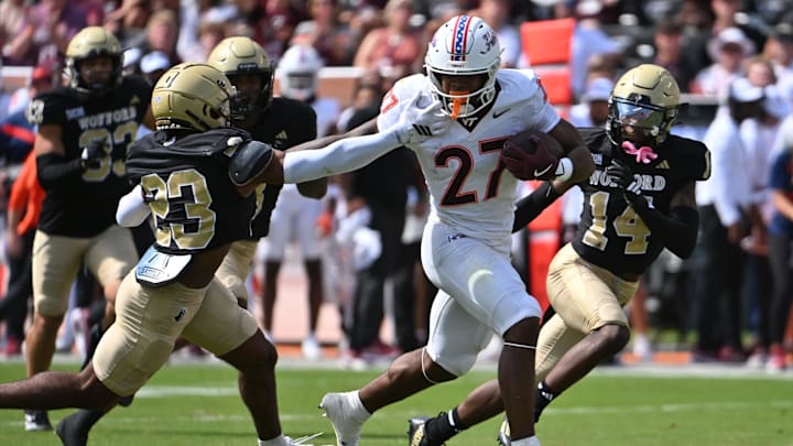 Sep. 20, 2025; Blacksburg, Va.; Virginia Tech running back Marcellous Hawkins (27) runs the ball. Sep. 20, 2025; Blacksburg, Va.; Virginia Tech running back Marcellous Hawkins (27) runs the ball.