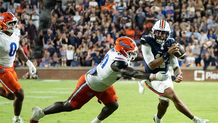 Auburn Tigers quarterback Byrum Brown (17) runs the ball as Auburn Tigers take on Florida Gators at Jordan-Hare Stadium in Auburn, Ala. on Saturday, Sept. 19, 2026. Auburn Tigers quarterback Byrum Brown (17) runs the ball as Auburn Tigers take on Florida Gators at Jordan-Hare Stadium in Auburn, Ala. on Saturday, Sept. 19, 2026.