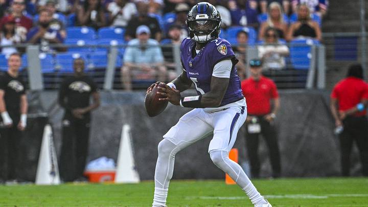 Aug 28, 2026; Baltimore, Maryland, USA; Baltimore Ravens quarterback Tyler Huntley (5) drops back to pass during the first quarter against the Washington Commanders at M&T Bank Stadium. Mandatory Credit: Tommy Gilligan-Imagn Images Aug 28, 2026; Baltimore, Maryland, USA; Baltimore Ravens quarterback Tyler Huntley (5) drops back to pass during the first quarter against the Washington Commanders at M&T Bank Stadium. Mandatory Credit: Tommy Gilligan-Imagn Images